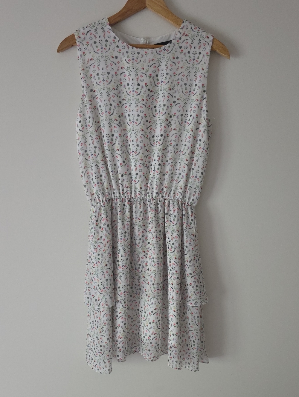 Cynthia Rowley White Midi Dress with Pink & Green Floral Print
